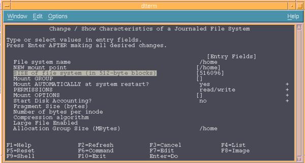 Changing filesystem size